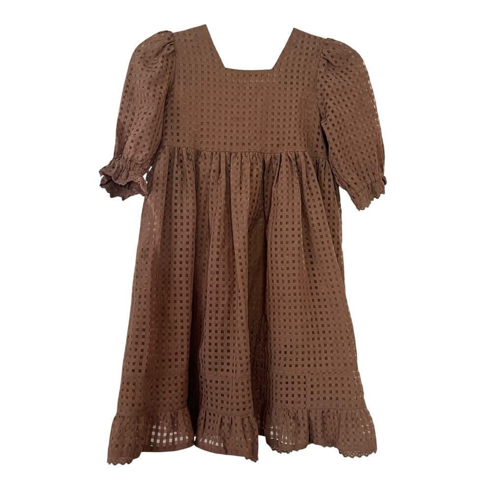 Noralee Quinn Golden Check Dress Size 10 Balloon Sleeve Lace Special Occasion